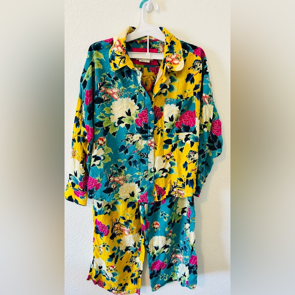 Anthropologie Floral Pajama Set - Multicolor